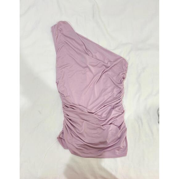 NWT Anthropologie Lilac Fitted One Shoulder Ruched Top- Size Medium - Picture 2 of 9